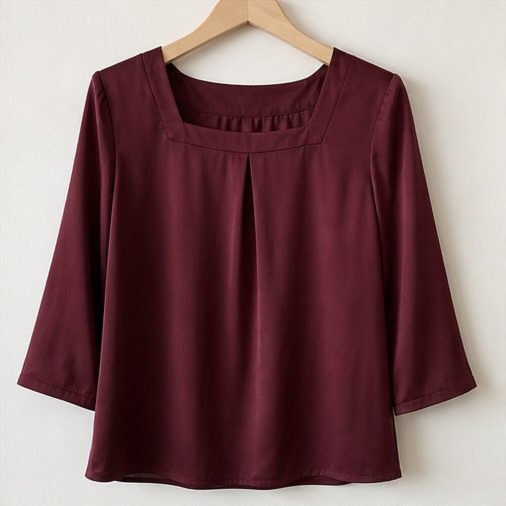 Burgundy Pleated Blouse